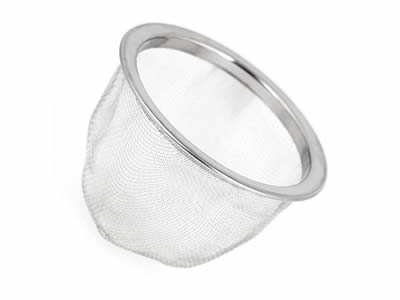 Silver wire clothes are made into a filter basket with stainless steel frame.